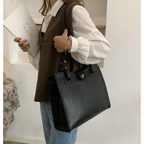 Vintage Women Shoulder Bag Large Capacity Solid color PU Leather Female CasualAxillary bags ladies handbags big totes bolsas