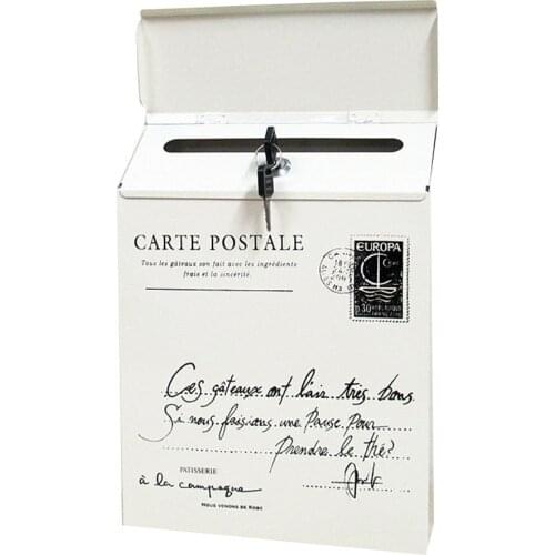 Iron Lock Letter Box Vintage Wall Mount Mailbox Mail Postal Letter Newspaper Box