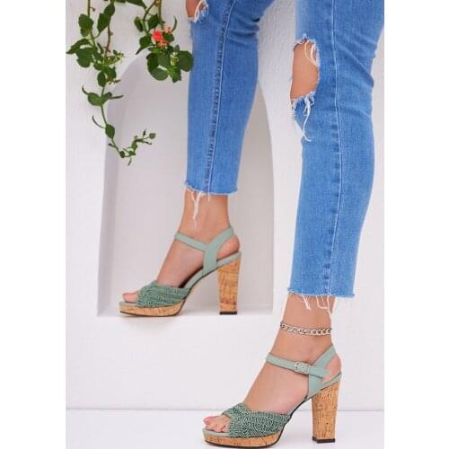 Ronasta Green in Color Thick High-Heeled Shoes Casual Sandals Shoes for Women 2021 Famous Designer Brand Slippers Fashion Hig