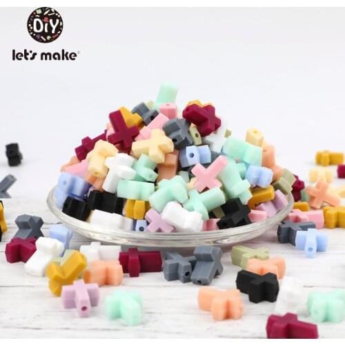 Lets Make Silicone Teether Beads Of Cross 10pcs Food Grade Silicone Teething Making DIY Dummy Clip Chains Baby Teethers Beads