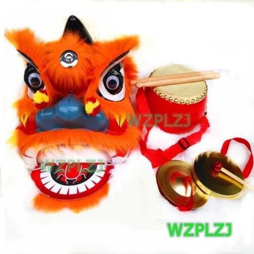 Lion Dance Costume Drum Gong 2-5 Age Kindergarten Children Play Party Performance Sport Outdoor Parade Parad Stage Mascot China