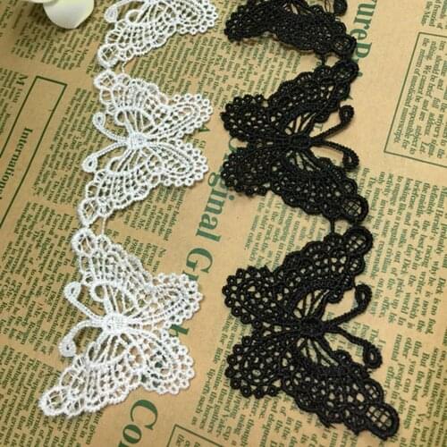 12pcs Soluble White Black Butterfly Lace Clothing Accessories Appliques DIY Wedding Craft Clothing Skirts Lace Decorative