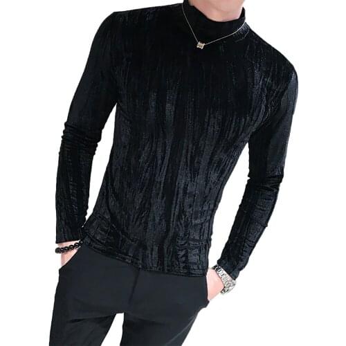 2021 New Fashion Boutique Fashion Mens High Neck T-shirt Knitwear Bottoming Shirt