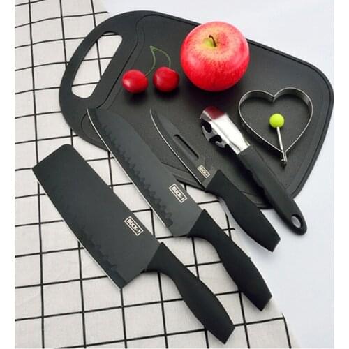 6pcs/Set Kitchen Tools Stainless Steel Kitchen Knife Fruit Knife Dishes Clip Omelette Egg Mold Chopping Board Combination Set