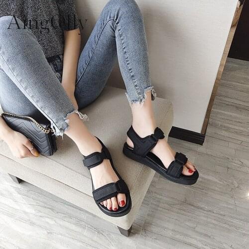 AingOlly Leisure Womens Sandals 2021 Summer Shoes Hook Loop Thick Platform Sandals Beach Sandal for Woman Flat With Sandals