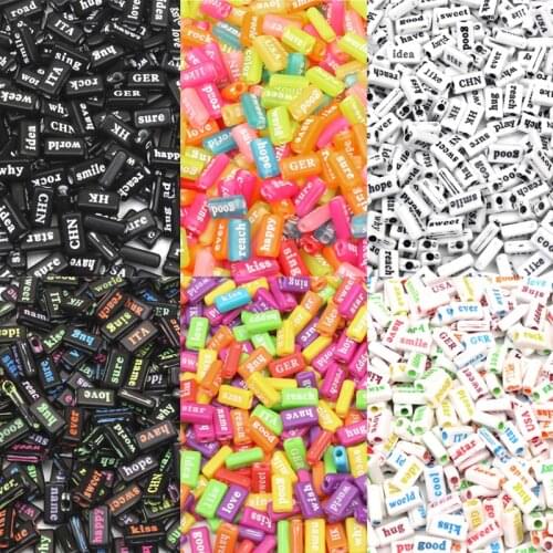 100Pcs 15mm Mixed Multiple Color Letter Acrylic Bead Loose Bead Handcarft Jewelry Making DIY Bracelet Necklace Jewelry Finding