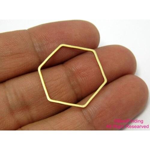 50pcs Brass pendant 25x1mm Raw brass hexagon earrings connector R500