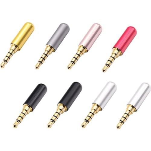 Angitu Gold plated 3.5mm 4 Pole DIY Earphone Stereo Jack Repair Adapter Audio Wire Solder Plug Connector