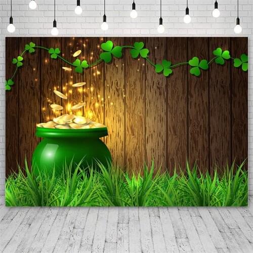 Avezano St. Patricks Day Backdrop Irish Green Lucky Shamrock Gold Board Photography Backgrounds For Photo Studio Photozone Props