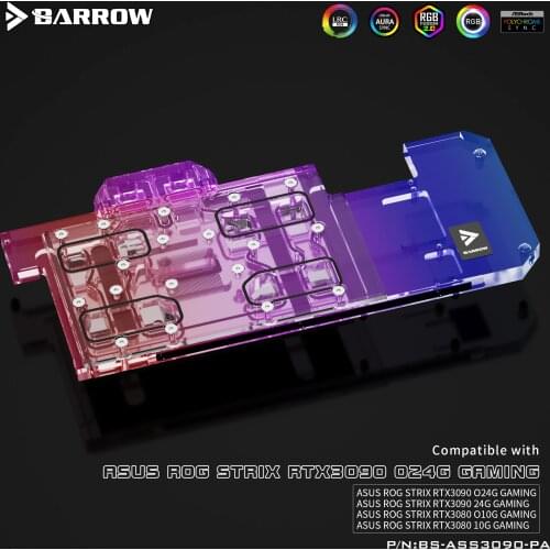 Barrow GPU cooler PC Water Cooling video Water Block for ASUS STRIX 3090 Aurora LRC2.0 BS-ASS3090-PA