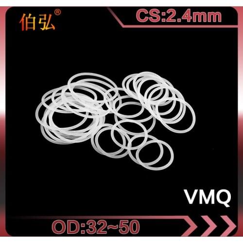 White Silicon O-Ring 5PCS/lot Silicone/VMQ CS2.4mm OD32/34/35/38/40/42/44/45/48/50mm Rubber Seal Gasket Rings Washer