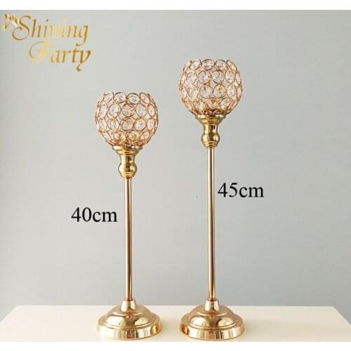 Shining Party, Crystal Candle Holder, Gold Wedding Centerpiece, Candlestick, Wedding Party Home Christmas Decoration