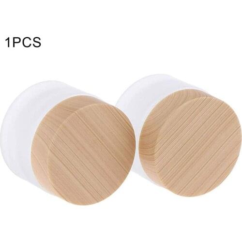 Eye cream bottle with wood grain lid Empty glass cream jar round travel cosmetic jar matt glass face cream container