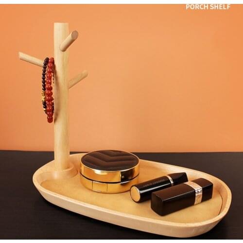 Wood Jewelry Storage Tray With Branch Rack Room Entrance Branch Tray Rack Desktop Debris Sorting Organizer Tray Home Supplies