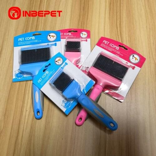 INBEPET Double-sided Pet Comb Big Dog Brush Beauty Comb for Cat Dogs Hair Removal Soft Brush Pet Comb Grooming Product Care Tool