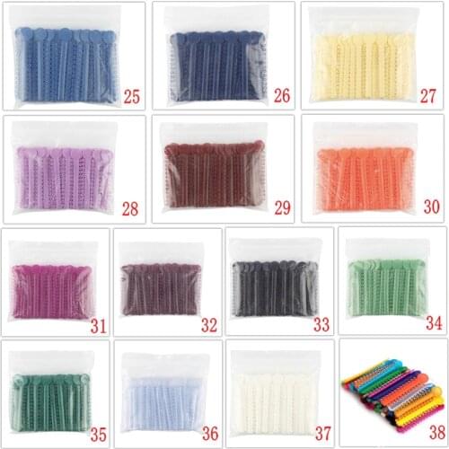 1Bag/1040pcs ties Dental Lab Ligature Ties Orthodontics Elastic Plastic Bands 25#-38