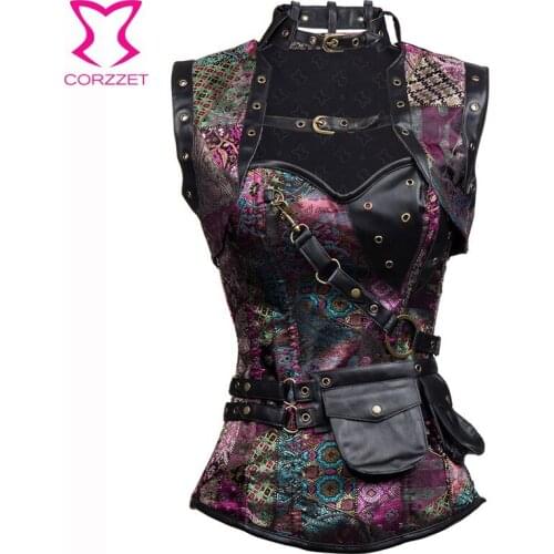 Purple Brocade Gothic Clothing Corsets And Bustiers Steampunk Corset Plus Size Korsett For Women Sexy Espartilhos E Corpetes 6XL