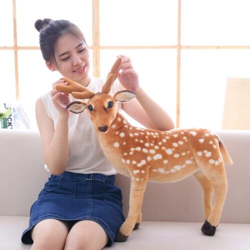 60-90cm Lifelike Standing Sika Deer Plush Toys Stuffed Soft Wild Animals Simulation Cute Deer Doll Children Kids Birthday Gifts