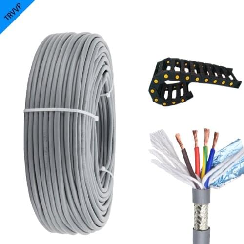 1meter TRVVP Heat-Resistant Copper Cable 13AWG 2/3/4/5Cores Double Shielded High Flexible Wire Gray PVC Insulated Towline Cable