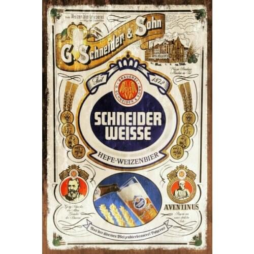 Classic Metal Painting Schneider Weisse Beer Brewery Advert Vintage Retro Style Metal Sign, Plaque, Bar