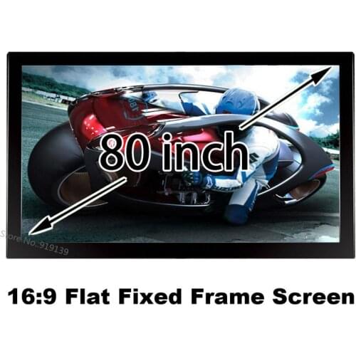 Nice Picture Flat Frame Fixed Screen 80" With Black Velevt Aluminum Self 16 To 9 Format For Private Cinema Room
