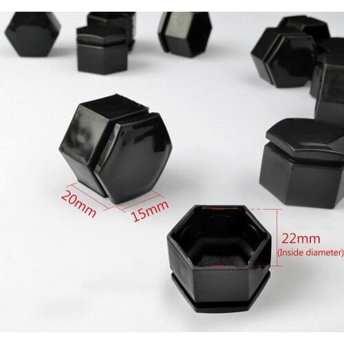 20pcs 22mm Wheel Nut Bolt Head Cover ABS Cap Protective Bolt Cap Exterior Decoration Protecting Bolt Rims Black