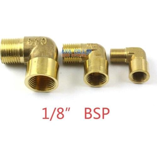 10 Pieces Brass 1/8" BSP Male to Female Elbow Pipe Fitting Fuel Air Gas Water Hose Connector Coupler