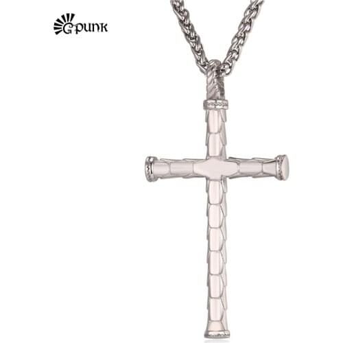 Black Scale cross pendant necklace for mens jewelry stainless steel gold color wheat chain antique jewelry P2426G