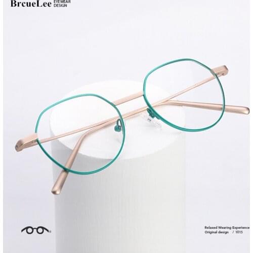 2020 new Alloy Glasses Frame Men Matte Vintage Round Prescription Eyeglasses Women Retro Optical Frame Dichromatic Eyewear 1015
