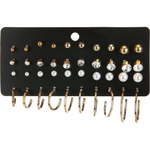 Mix Size Stud Earring Set Mini Simple Simulated Pearl Earrings Korean Styles Jewelry For Women Fashion Crystal Zircon Earring