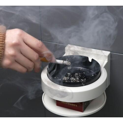 Wall-mounted Metal Ashtray Nail-free Stainless Steel Ashtray Cigarette Lighter Storage Rack Hanging Cigarette Storage Cup