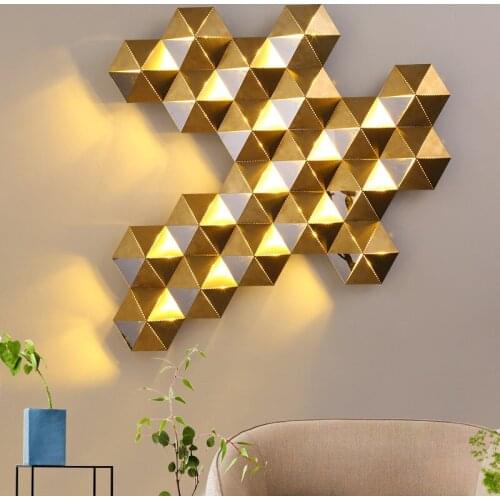 Wall Lamps Modern Metal Honeycomb LED Gold Wall Light Geometric Bedroom Wall Lamp Restaurant Living Room Sconce Home Light WA078