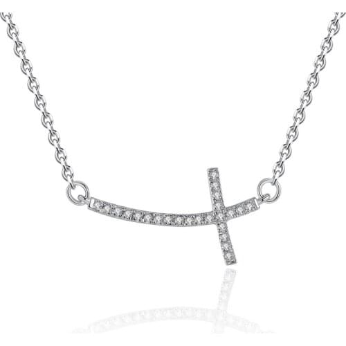 925 Sterling Silver cross zircon Necklaces & Pendants For Women Fashion Lady Festival Gift Sterling-silver-jewelry