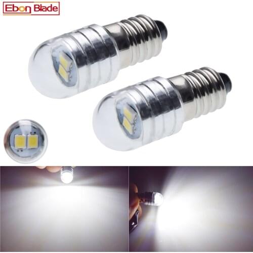 Pair E10 LED Bulb Screw Base Small Mini 1447 2835 2SMD White Light For Flashlight Torches Motorcycle Bike Lamp 6V DC 12V 24V AC
