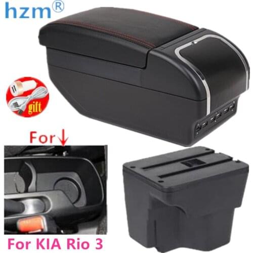 Armrest box For KIA Rio 3 2011-2016 with USB Charging ashtray cup holder Rotatable Center Centre Console Storage box