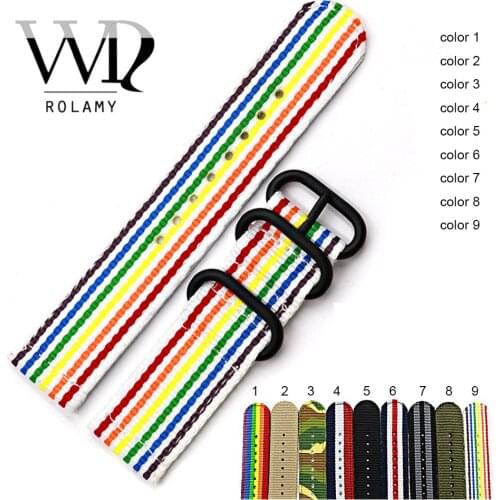 Rolamy 20 22 24mm Watch Band Belt Strap With Pin Buckle For Rolex Omega IWC Perlon Nylon Replacement Vintage Wrist New Style