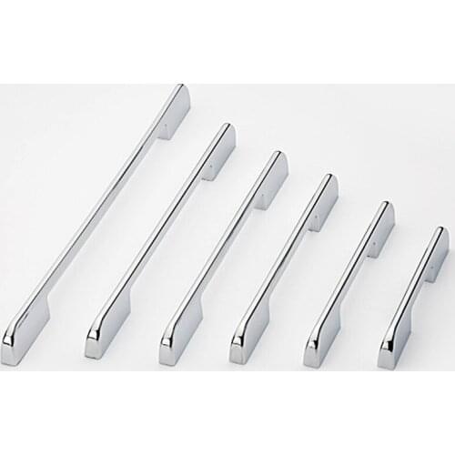 Modern Shiny Cabinet Armoire Knob Cabinet Kitchen Wardrobe Zinc Alloy Simple Chrome Nickel Wire Design Pull Handle