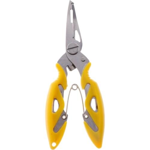 Fishing Plier Scissor Braid Line Lure Cutter Hook Remover Split Ring Yellow