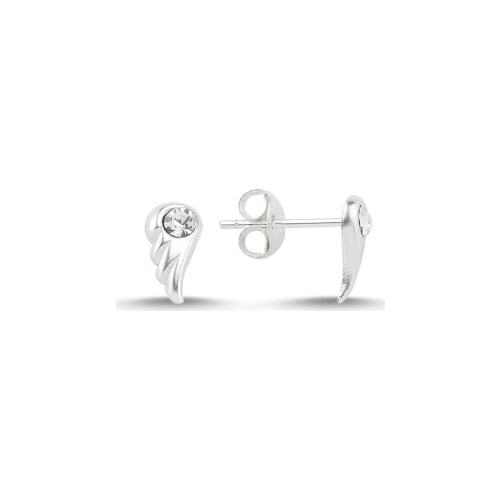 Silverlina Silver Zircon Stone Tiny Wing Earrings