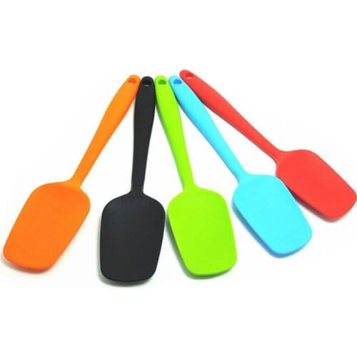 Silicone Spoon Spatula Bakeware Colorful Handle Scraper Stirring Scooping Mixing Cookware Tools Kitchen Utensil Gadgets