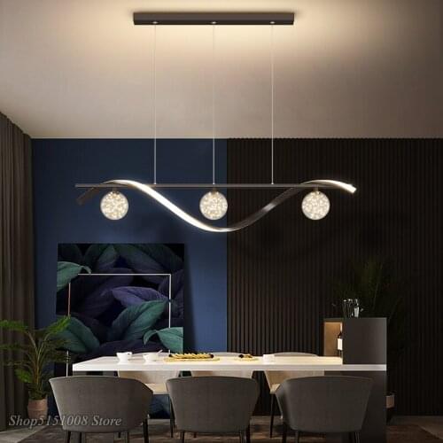 Nordic modern personality Dining room chandelier 2021new light luxury minimalist designer starry bar counter led long chandelier