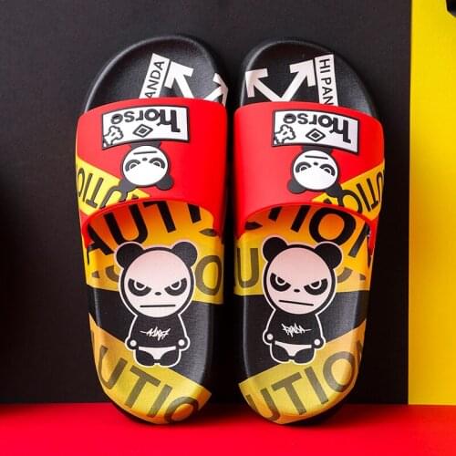 Cute Panda Cartoon Summer Slippers Women Designer Slides Indoor Couple Home Soft Slippers Women Beach Flip Flops сланцы женские
