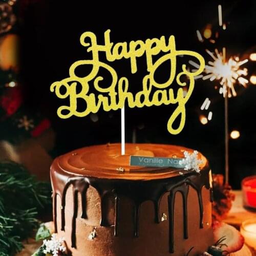 10pcs Happy Birthday Cake Topper Gittle Paper Cake Decoration for Baby Shower Birthday Baking Supplies Cupcake Topper Decorating