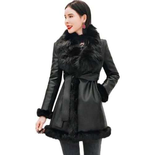 WSYORE Women's Leather Jackets With Fur