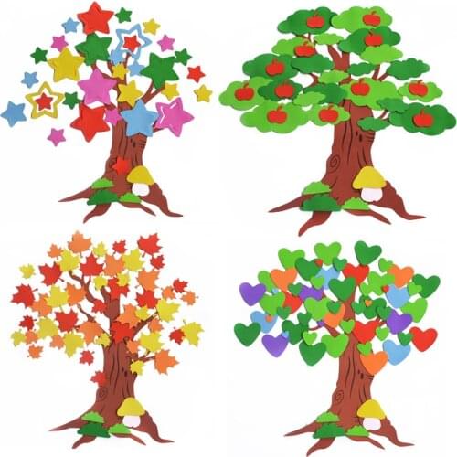 XICC Hot Tree Flower Kindergarten Wall Decoration Stickers Eva Foam Wall Sticker Classroom Blackboard Newspaper Handmade DIY Toy