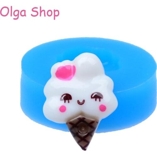XYL079 20.8mm Kawaii Cloud Ice Cream Silicone Mold - Cake Decoration, Fondant, Resin, Candy, Soap, Cookie Biscuit, Icing, Fudge