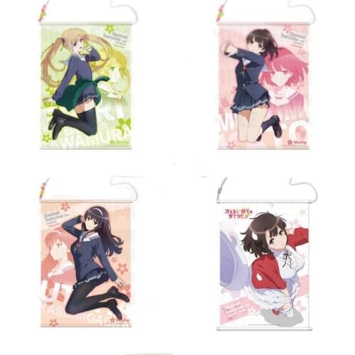 Japan Anime Saenai Kanojo no Sodatekata Blessing Flowers Printed Scroll Picture Poster Cosplay Prop Wall Decor Gift 1pcs