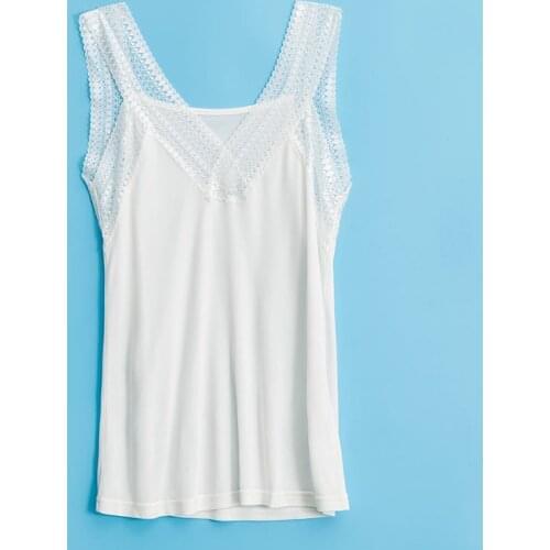 Womens 30% Real Silk 70% Viscose Lace Trim Camisole Tank Top Vest Sleepwear M L XL 2XL 3051