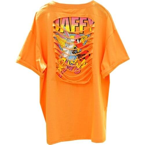 Harajuku Women T-shirts New 2019 Summer Letter Print Hip Hop Loose Tshirt Girls Streetwear Casual Lady Hollow-out Back Tops Tees