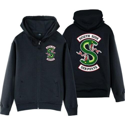 Riverdale South Side Serpents Snake Couple Clothes Man Boys Full Zip Autumn Winter Fleece Hooded Coat Jackets ZIIART